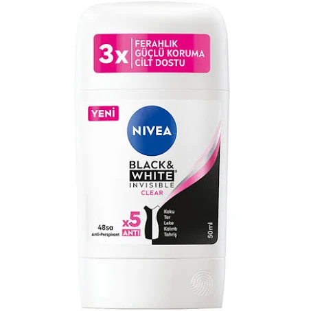 Nivea Black White Invisible Clear Women Deostick 50 ml - Nivea