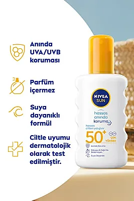 Nivea Sun Anında Hassas Koruma Spf 50 Sprey 200 ml - 2