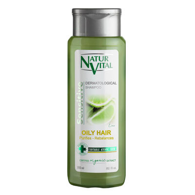 Natur Vital Sensitive Shampoo Lime For Oily Hair - Yağlı saçlar için Arındırıcı ve Yeniden Dengeleyici Şampuan 300 ml