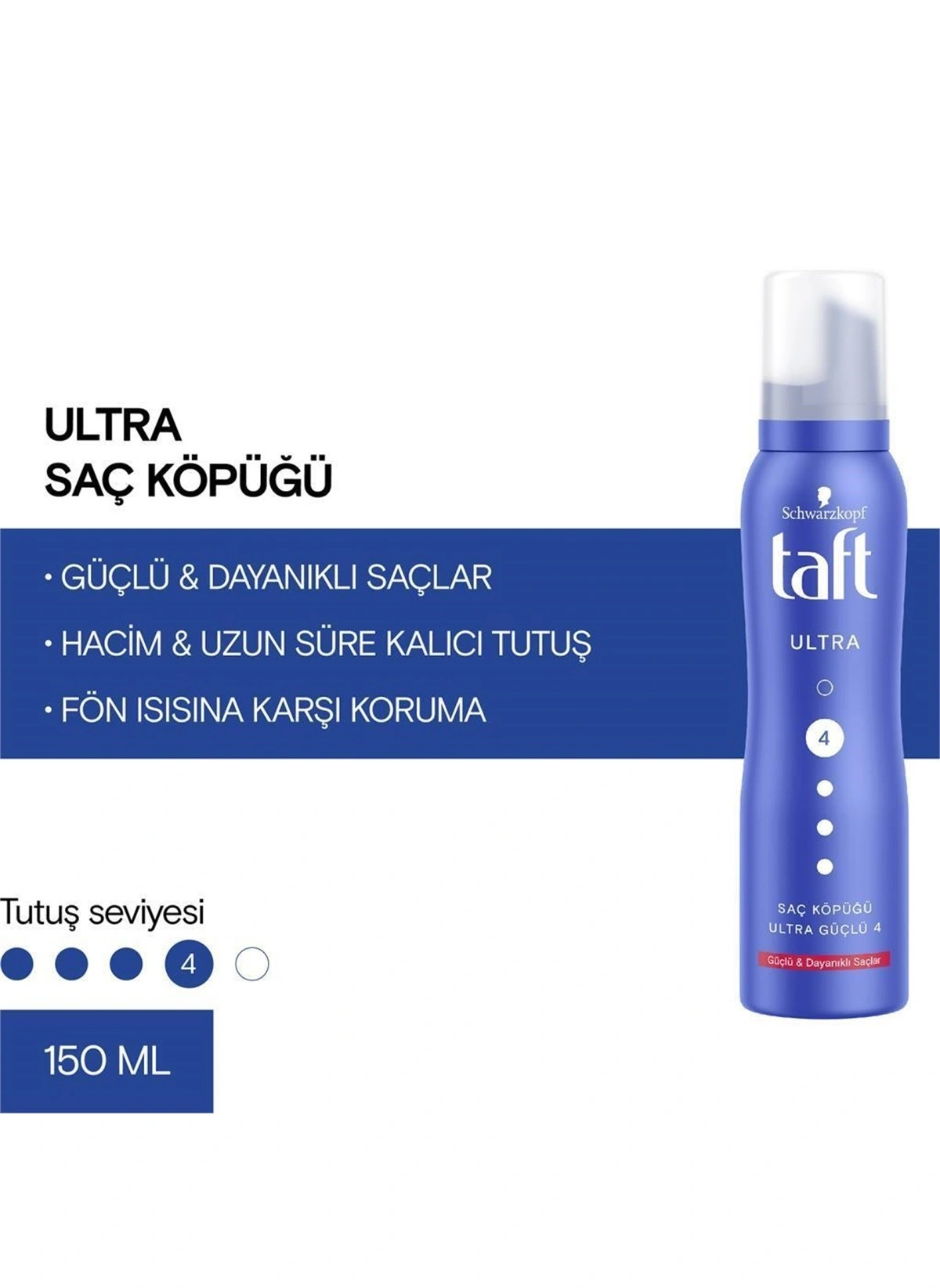 Taft Ultra Güçlü 4 Saç Köpüğü 150 ml - Thumbnail