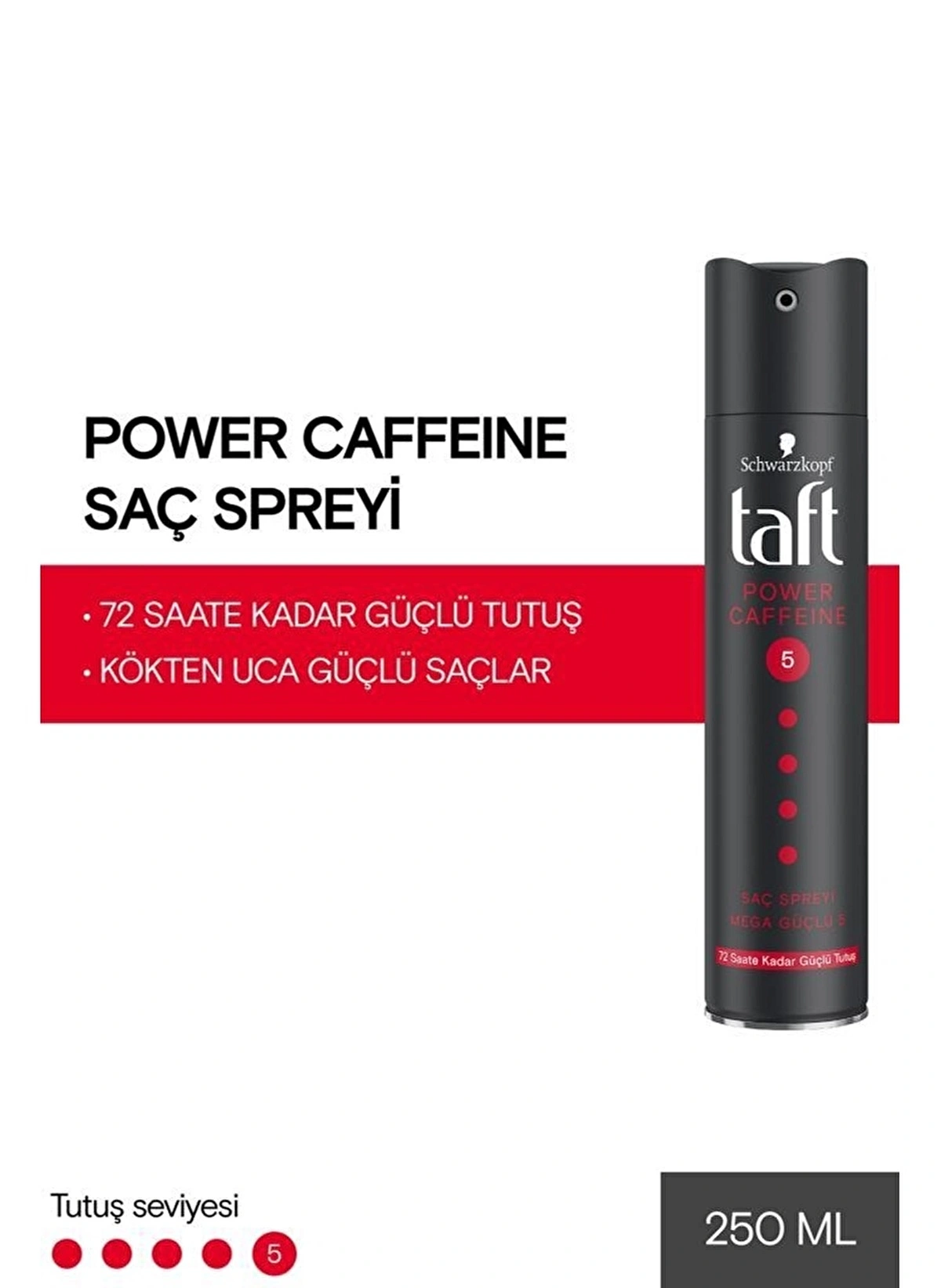 Taft Power Caffeine Mega Güçlü 5 Saç Spreyi 250 ml - Thumbnail