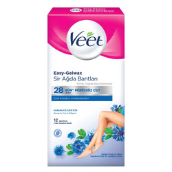 Veet Easy Gelwax Hassas Ciltere Özel Bacak ve Vücut Bölgesi Sir Ağda Bandı 12 Adet - Veet